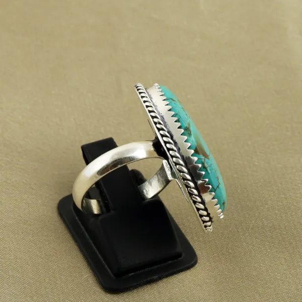 Natural Turquoise Sterling Silver Plated Handmade Ring - Size 7.5 — photo 3