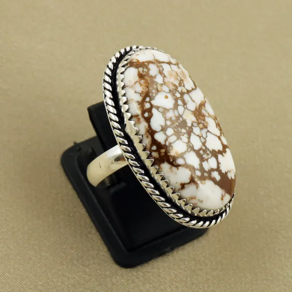 Natural Wild Horse Sterling Silver Plated Handmade Ring - Size 6.5 — photo 2