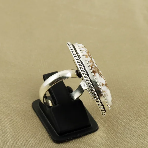 Natural Wild Horse Sterling Silver Plated Handmade Ring - Size 6.5 — photo 3
