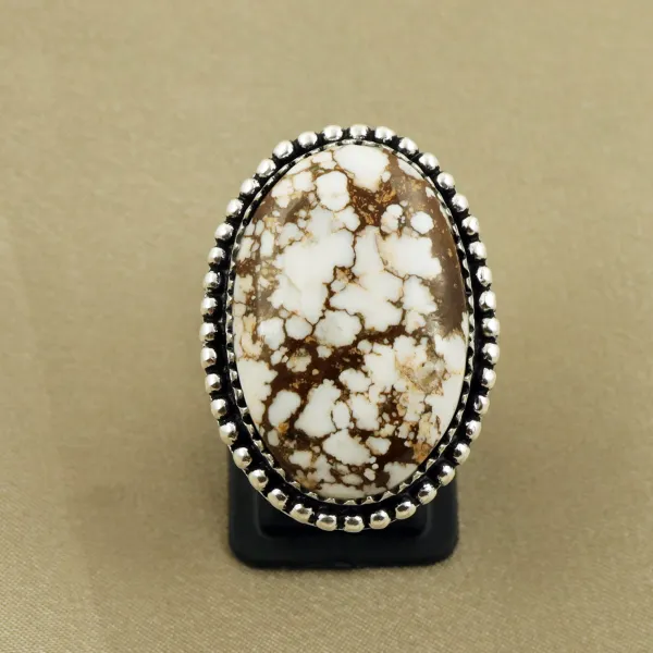 Natural Wild Horse Sterling Silver Plated Handmade Ring - Size 7.5 — photo 1