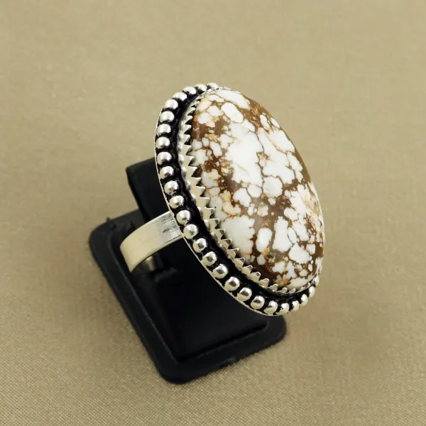 Natural Wild Horse Sterling Silver Plated Handmade Ring - Size 7.5 — photo 2