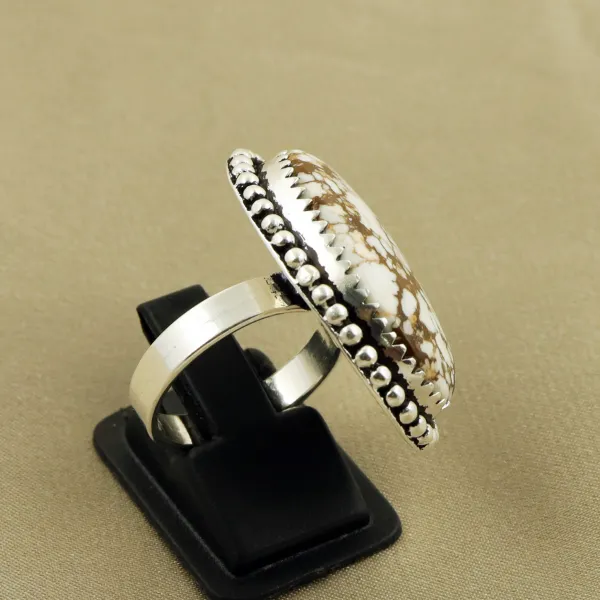 Natural Wild Horse Sterling Silver Plated Handmade Ring - Size 7.5 — photo 3