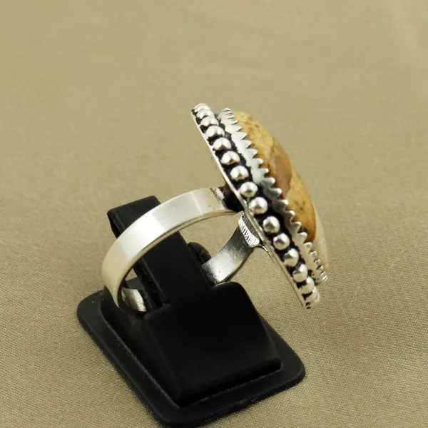 Natural Picture Jasper Sterling Silver Plated Handmade Ring - Size 6.5 — photo 3