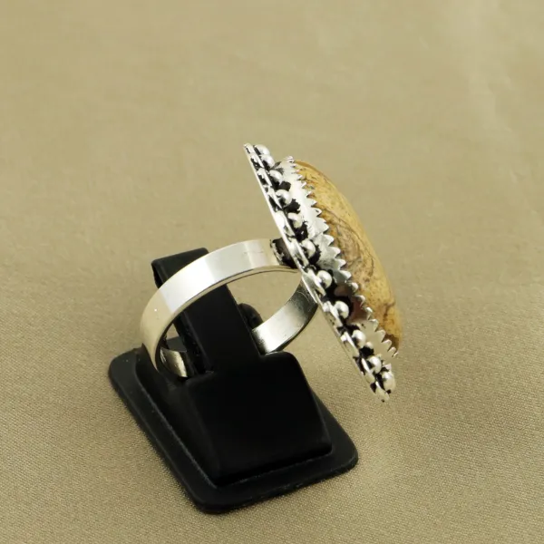 Natural Picture Jasper Sterling Silver Plated Handmade Ring - Size 7 — photo 3