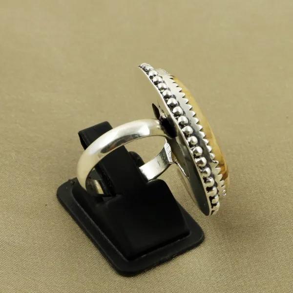 Natural Picture Jasper Sterling Silver Plated Handmade Ring - Size 7.5 — photo 3