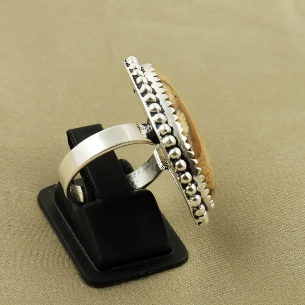 Natural Picture Jasper Sterling Silver Plated Handmade Ring - Size 6.5 — photo 3