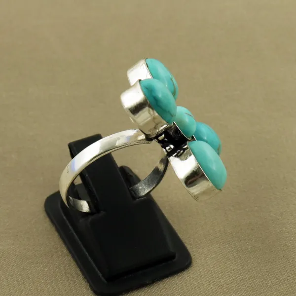 Natural Turquoise Sterling Silver Plated Handmade Ring - Size 8.5 (Adjustable) — photo 3