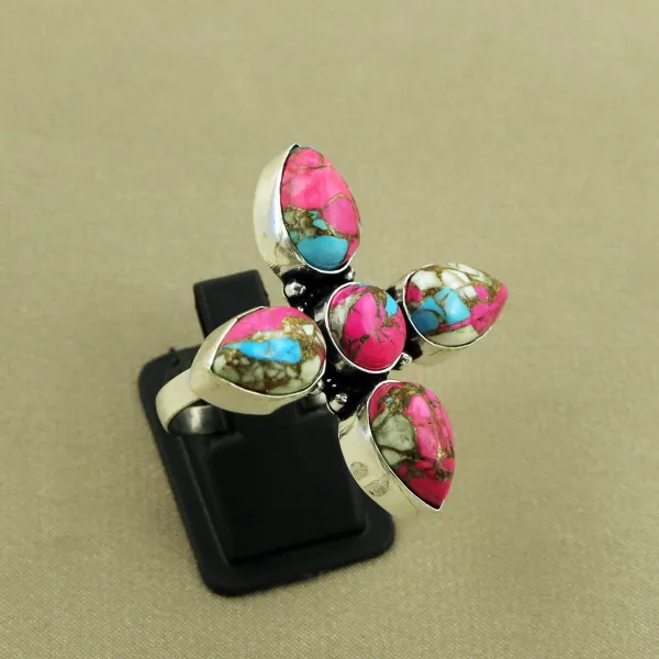 Natural Cotton Candy Sterling Silver Plated Handmade Ring - Size 10 (Adjustable) — photo 2