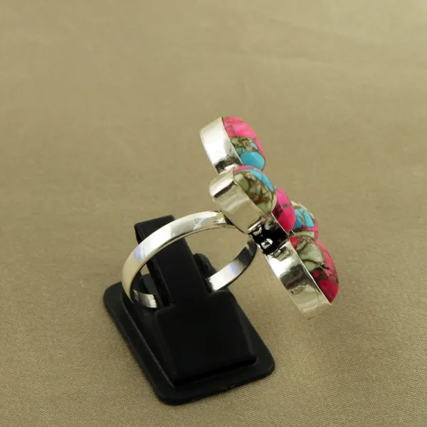 Natural Cotton Candy Sterling Silver Plated Handmade Ring - Size 10 (Adjustable) — photo 3