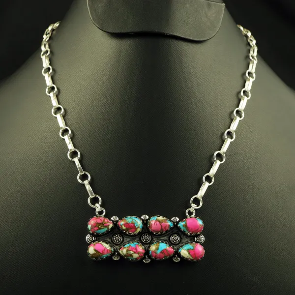 Natural Cotton Candy Sterling Silver Plated Handmade Necklace — photo 1
