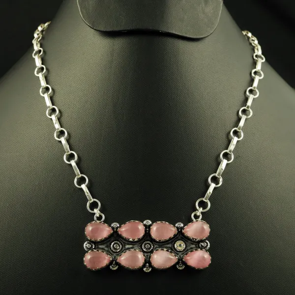 Natural Monalisa Sterling Silver Plated Handmade Necklace — photo 1