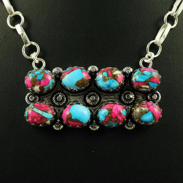 Natural Cotton Candy Sterling Silver Plated Handmade Necklace — photo 2