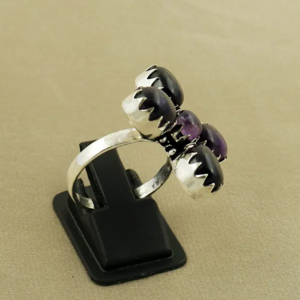 Natural Amethyst Sterling Silver Plated Handmade Ring - Size 9.5 (Adjustable) — photo 3