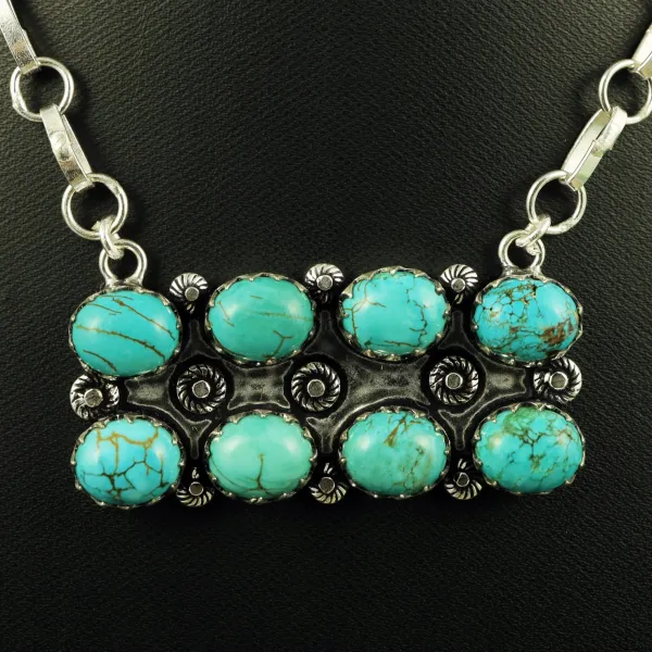 Natural Turquoise Sterling Silver Plated Handmade Necklace — photo 2