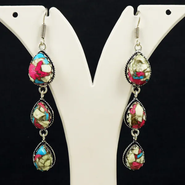 Natural Cotton Candy Sterling Silver Plated Handmade Stud Earring — photo 1