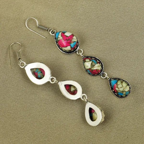 Natural Cotton Candy Sterling Silver Plated Handmade Stud Earring — photo 3