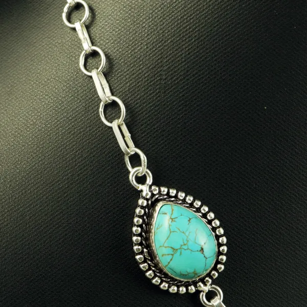 Natural K2 Jasper & Turquoise Sterling Silver Plated Handmade Necklace — photo 3