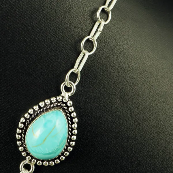Natural Shattuckite & Turquoise Sterling Silver Plated Handmade Necklace — photo 3