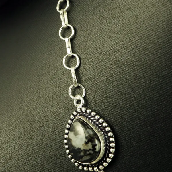 Natural Zebra Jasper Sterling Silver Plated Handmade Necklace — photo 3