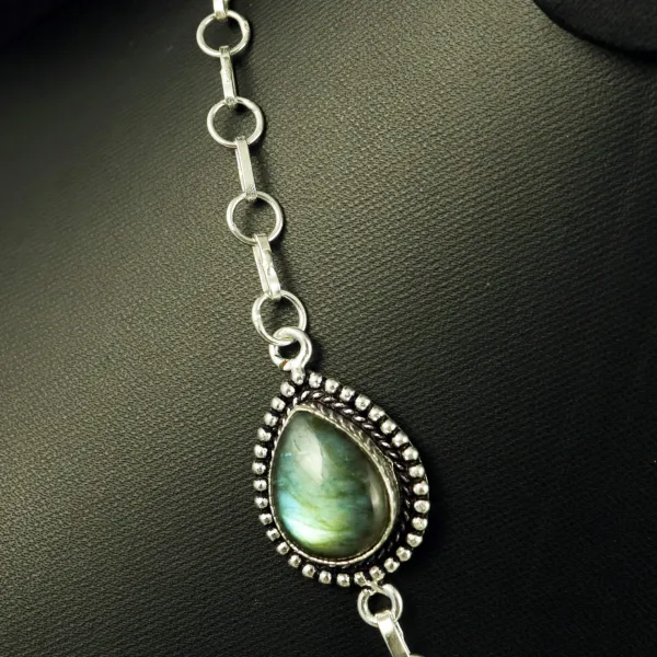 Natural Labradorite Sterling Silver Plated Handmade Necklace — photo 3