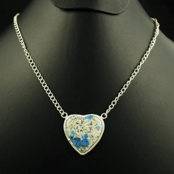 Natural K2 Jasper 2 Micron Sterling Silver Plated Handmade Heart Necklace — photo 1