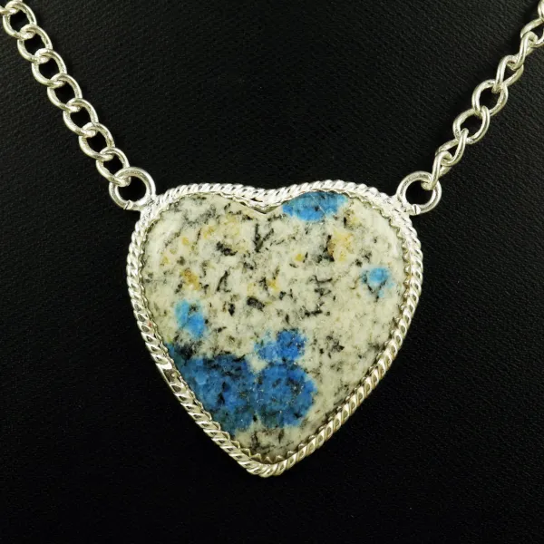 Natural K2 Jasper 2 Micron Sterling Silver Plated Handmade Heart Necklace — photo 2