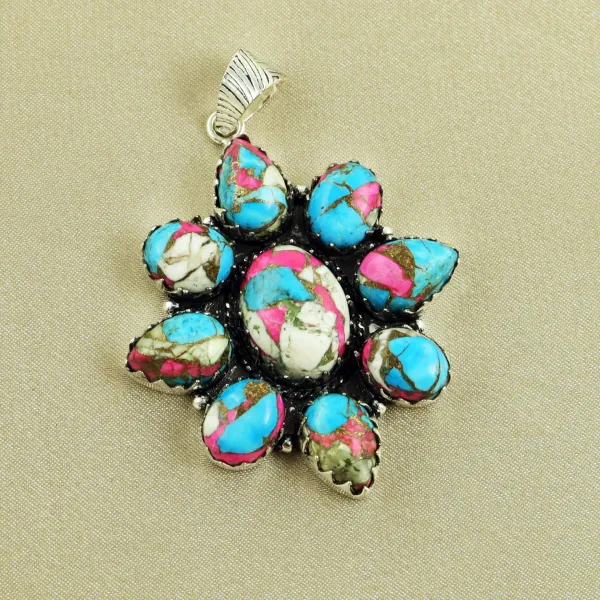 Natural Cotton Candy Sterling Silver Plated Handmade Pendant — photo 1