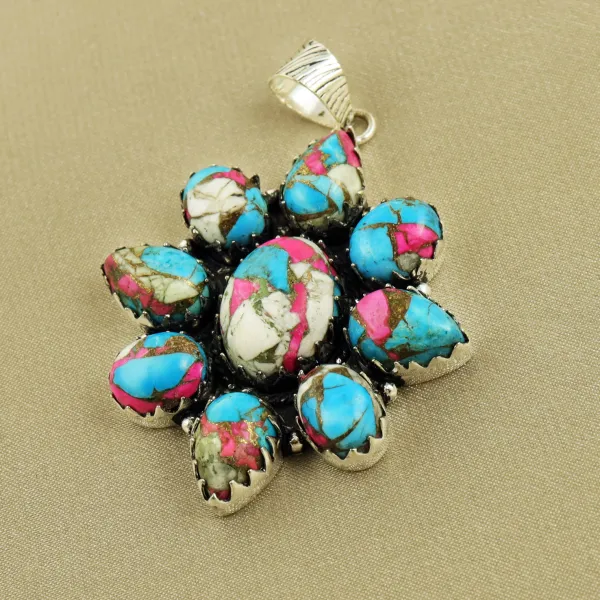 Natural Cotton Candy Sterling Silver Plated Handmade Pendant — photo 2