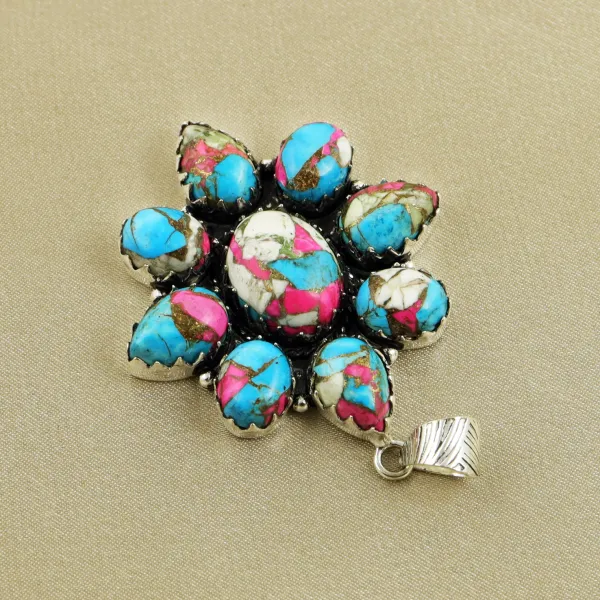 Natural Cotton Candy Sterling Silver Plated Handmade Pendant — photo 3