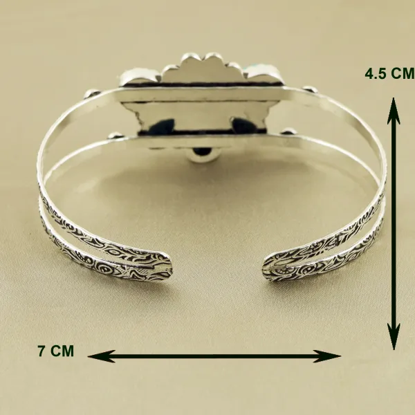 Natural Turquoise Sterling Silver Plated Handmade Cuff Bangle — photo 3