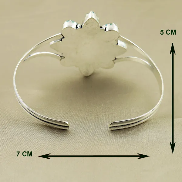 Natural Turquoise Sterling Silver Plated Handmade Cuff Bangle — photo 3