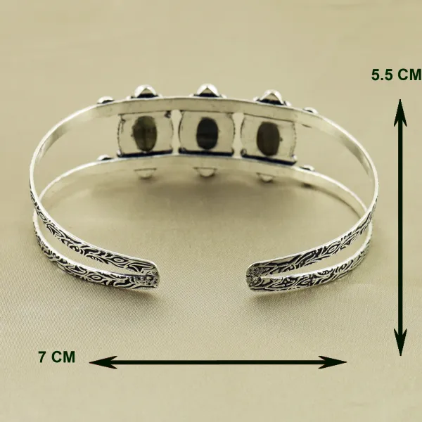 Natural Labradorite Sterling Silver Plated Handmade Cuff Bangle — photo 3