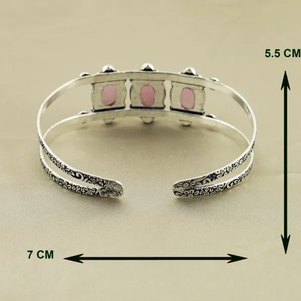Natural Monalisa Sterling Silver Plated Handmade Cuff Bangle — photo 3