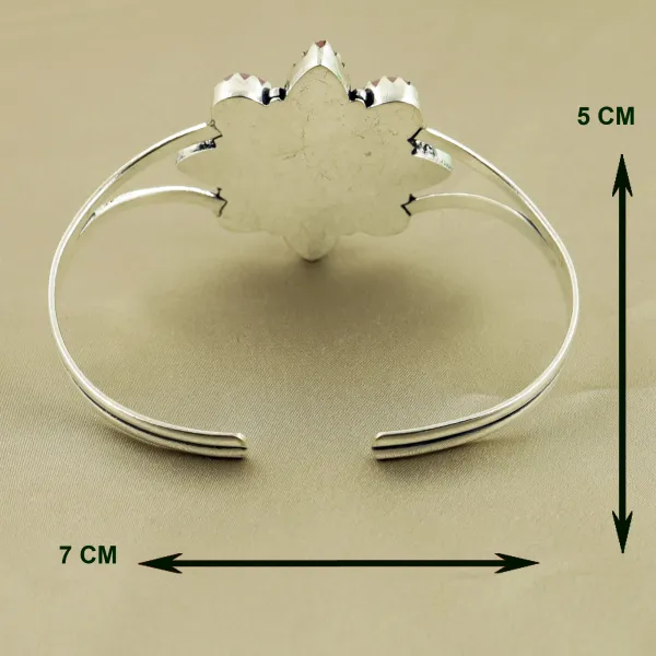 Natural Monalisa Sterling Silver Plated Handmade Cuff Bangle — photo 3