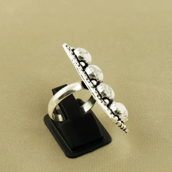 Natural Howlite Sterling Silver Plated Handmade Ring - Size 8 — photo 3
