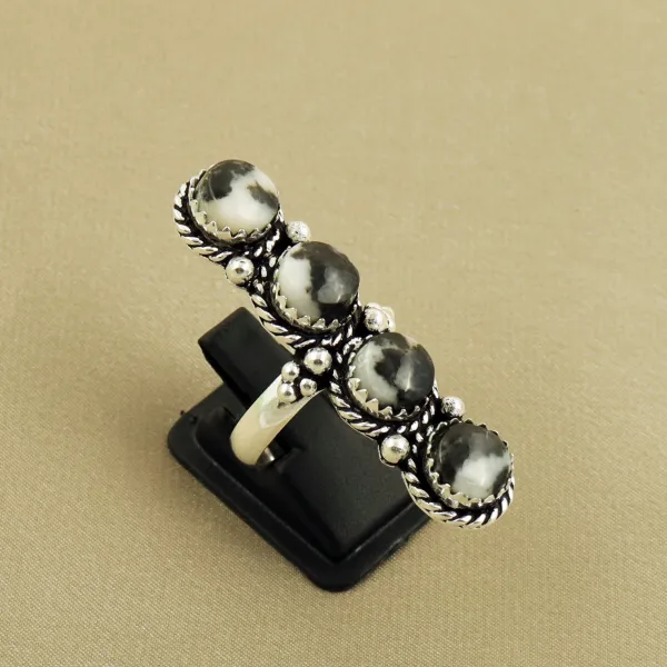 Natural Zebra Jasper Sterling Silver Plated Handmade Ring - Size 7.5 — photo 1