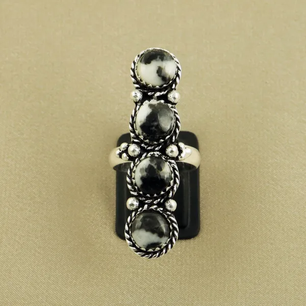 Natural Zebra Jasper Sterling Silver Plated Handmade Ring - Size 7.5 — photo 2