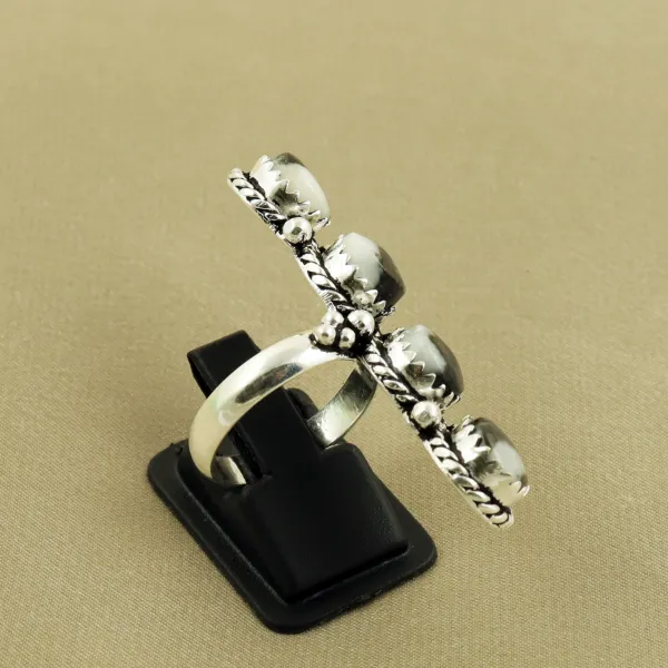 Natural Zebra Jasper Sterling Silver Plated Handmade Ring - Size 7.5 — photo 3