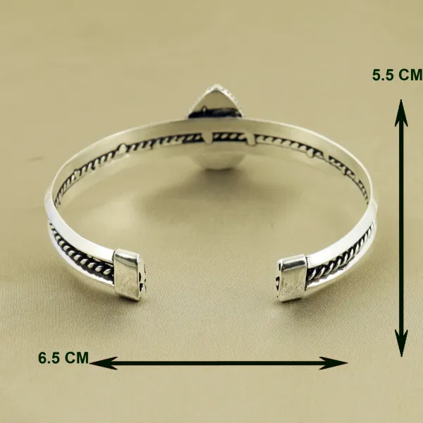Natural Kingman Turquoise Sterling Silver Plated Handmade Cuff Bangle — photo 3
