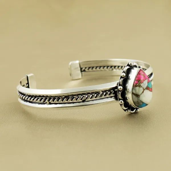 Natural Cotton Candy Sterling Silver Plated Handmade Cuff Bangle — photo 2
