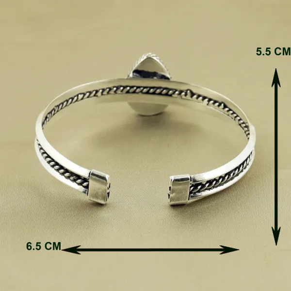Natural Wild Horse Sterling Silver Plated Handmade Cuff Bangle — photo 3