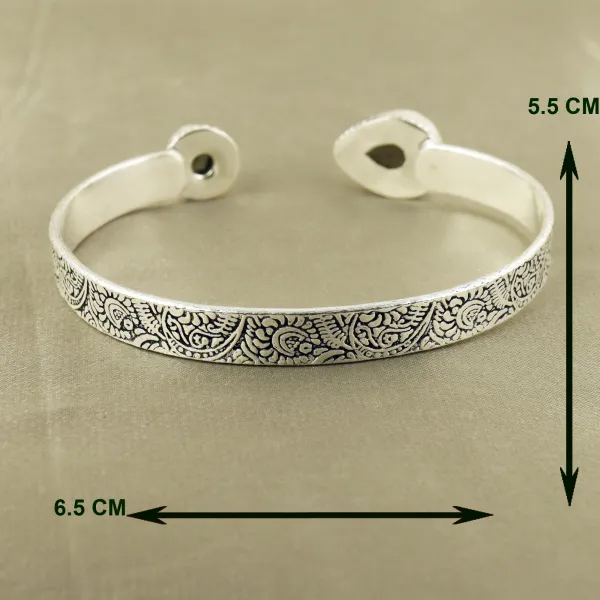Natural Labradorite Sterling Silver Plated Handmade Cuff Bangle — photo 3