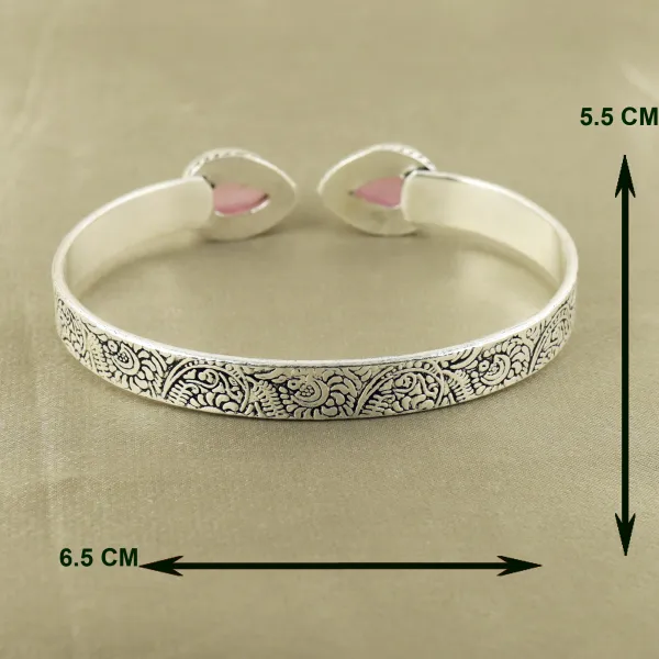 Natural Monalisa Sterling Silver Plated Handmade Cuff Bangle — photo 3