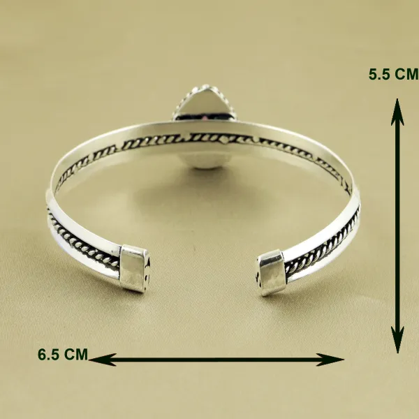 Natural Monalisa Sterling Silver Plated Handmade Cuff Bangle — photo 3