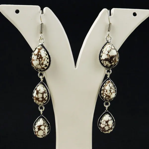 Natural Wild Horse Sterling Silver Plated Handmade Stud Earring — photo 1