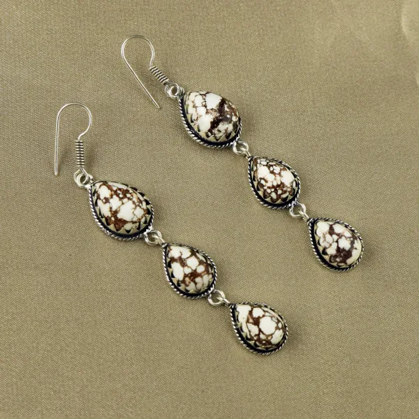 Natural Wild Horse Sterling Silver Plated Handmade Stud Earring — photo 2
