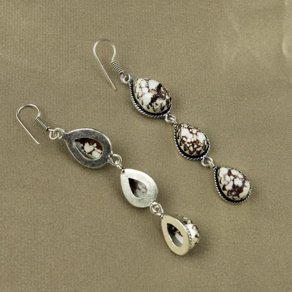 Natural Wild Horse Sterling Silver Plated Handmade Stud Earring — photo 3