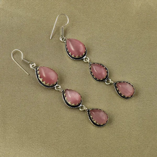 Natural Monalisa Sterling Silver Plated Handmade Stud Earring — photo 2