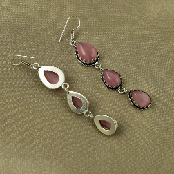 Natural Monalisa Sterling Silver Plated Handmade Stud Earring — photo 3