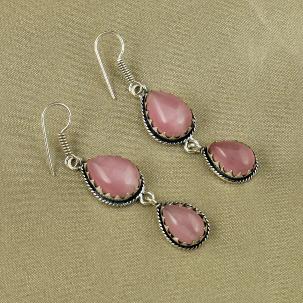 Natural Monalisa Sterling Silver Plated Handmade Stud Earring — photo 2